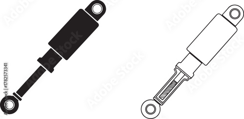 Black and white shock absorber illustrations suspension automotive