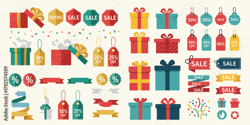 Photos Gift Boxes and Sale Tags Collection Perfect for Holiday and Promotional Design P