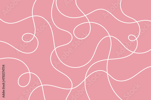 Random line pattern background. Decorative pattern with tangled curved lines. Random chaotic lines abstract geometric pattern vector background.