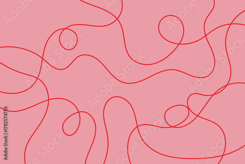 Thread line seamless pattern. Curvy intersections of ropes in organic smooth print. Abstract squiggly modern background with continuous lines. Vector illustration EPS 10 .