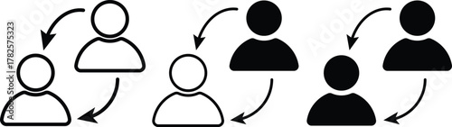 Replace Person Icons. Personnel Exchange Symbols. Profile update and substitute signs. User management icon
