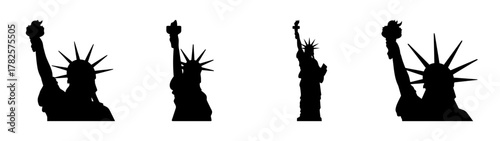 Multiple statue of liberty silhouettes isolated on graphics