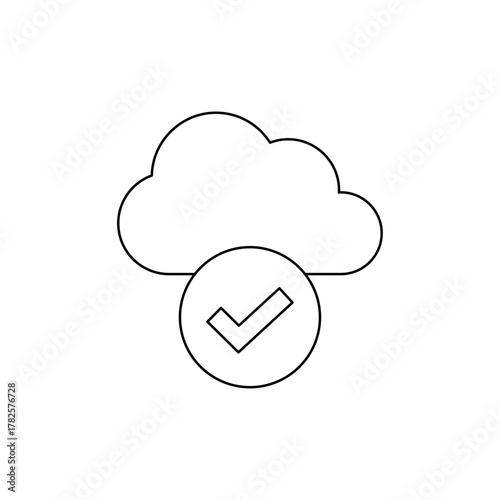 Successful Data Check Mark on Cloud Server Icon