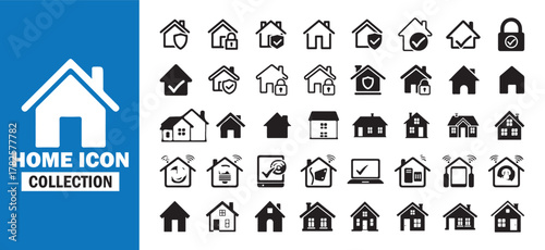 Modern Home Icon Collection Set .Real Estate and Smart House Vector Symbols