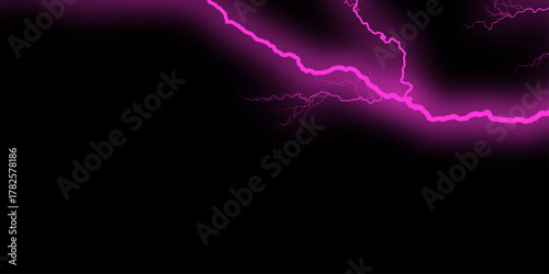 abstract light pink lighting natural thunder realistic magic overlay bright glowing effect on black. Glowing wavy lines template Color lightning concept in the dark energy magic abstract background.