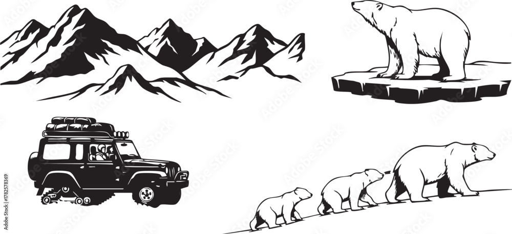 Naklejka premium Arctic Expedition and Wildlife Scenery