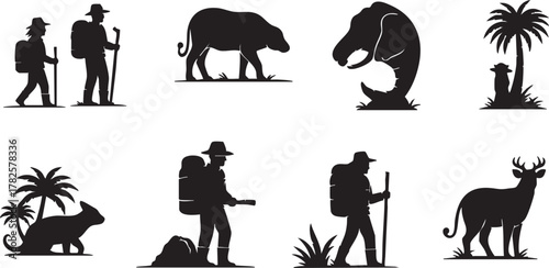 Wilderness Explorers and Wildlife Silhouettes