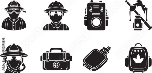 Safari Explorer Gear and Supplies Silhouettes