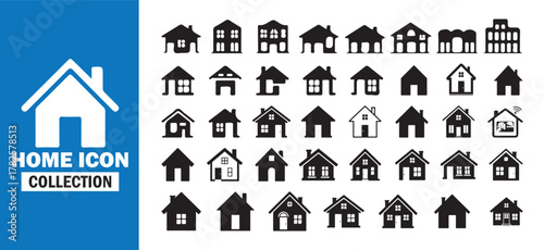 Building and Home Icon Set. Real Estate Vector Illustration