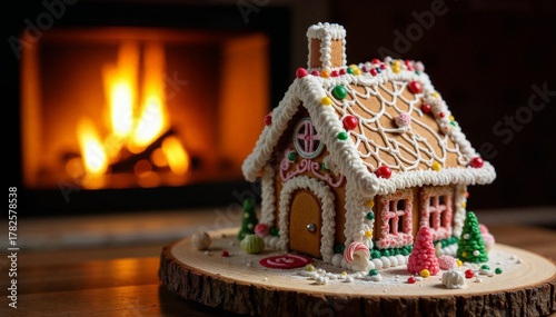 Cozy Gingerbread Haven by the Fire