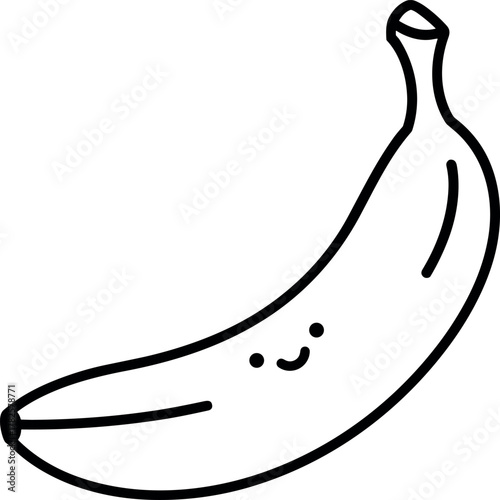 Cute Hand-Drawn Banana Character with Happy Face