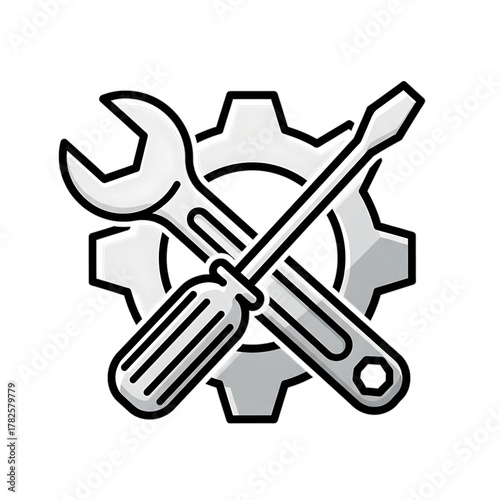 Wrench and gear icon symbolizing maintenance and engineering.