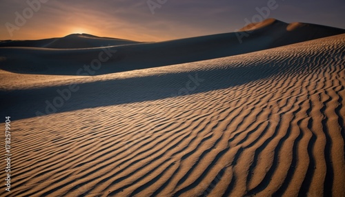 Fototapeta Naklejka Na Ścianę i Meble -  Sand dunes with ripples and sunset light