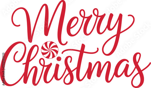 Merry christmas text with a candy cane swirl design