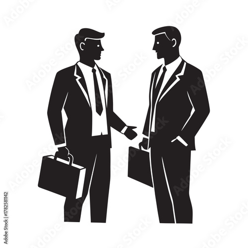 silhouette of two men negotiating business deal
