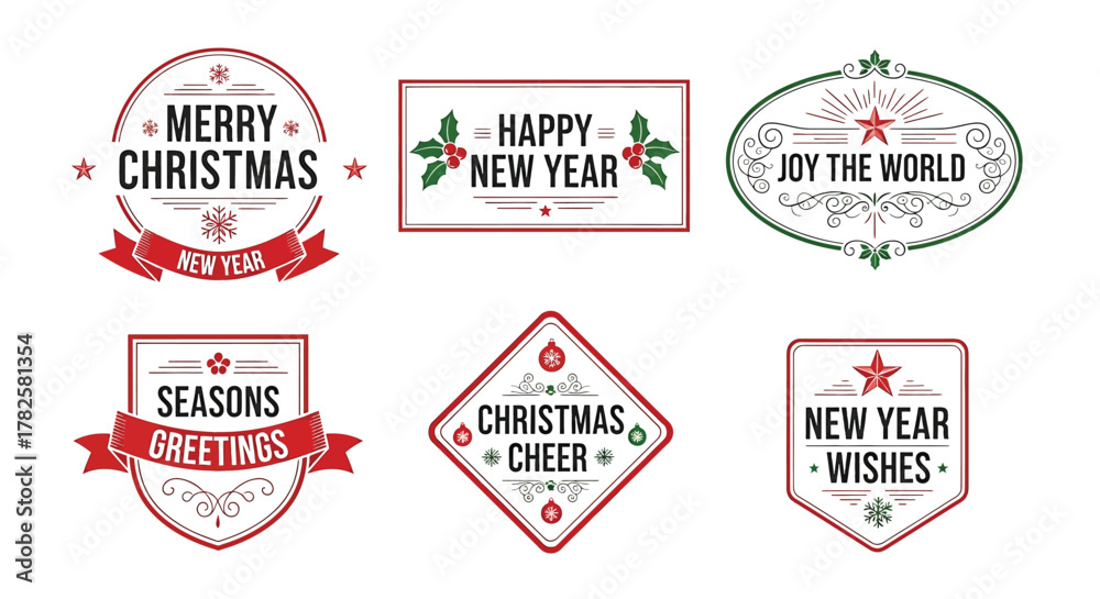 Obraz premium Vintage christmas and new year badge, perfect for adding a touch of nostalgia to your designs