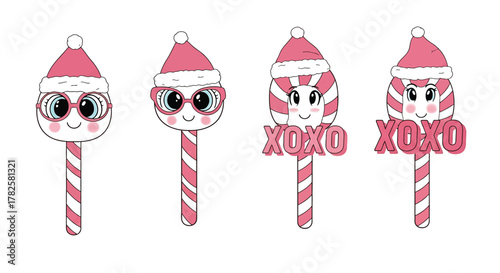 Cute christmas candy cane with santa hat, perfect for adding a touch of holiday cheer to your designs