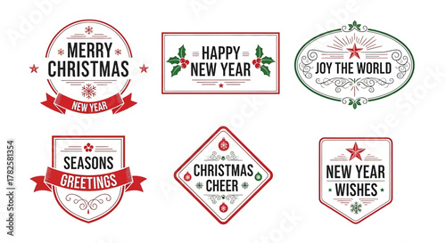 Vintage christmas and new year badge, perfect for adding a touch of nostalgia to your designs
