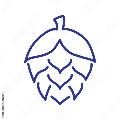 Simple blue outline of a hop cone, representing brewing and craft beer.