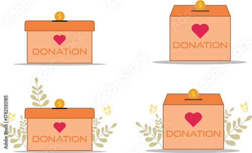 Donation box vector. Donation box charity concept.