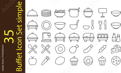 Buffet and Catering Line Icon Set
