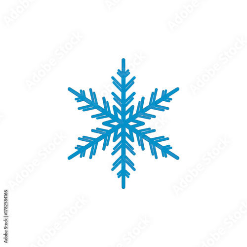 Elegant blue snowflake icon symbolizes winter's beauty and frosty charm, perfect for seasonal designs and cool weather branding.