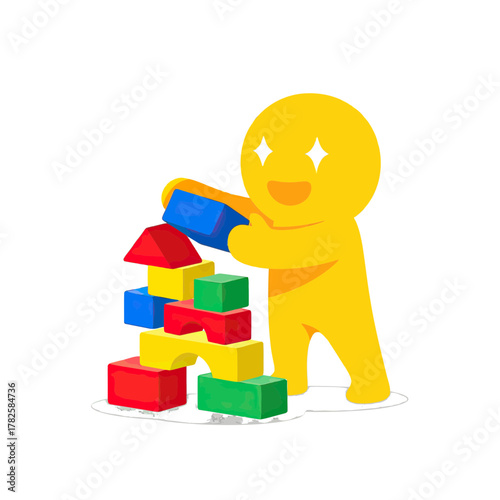 Joyful character building with colorful blocks sparks creativity and imagination for fun learning and playful development