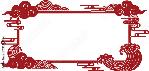 Traditional chinese red cloud border design for festive occasions