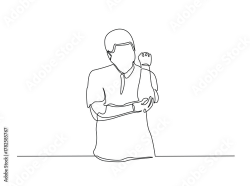 Man suffering from elbow joint pain outline draw illustration. Continuous line art drawing of Man having elbow pain soreness from injury. Editable stroke.