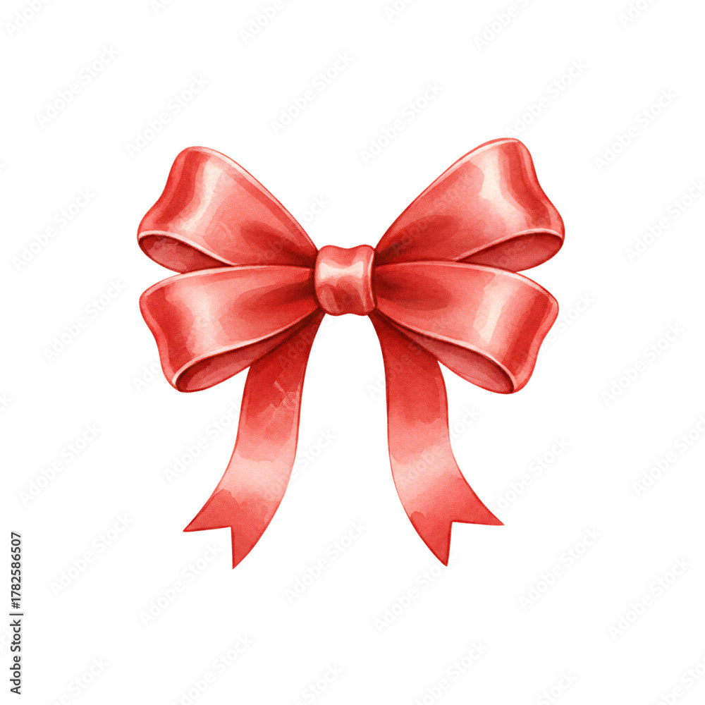 Fototapeta premium Elegant red satin ribbon bow isolated on black background