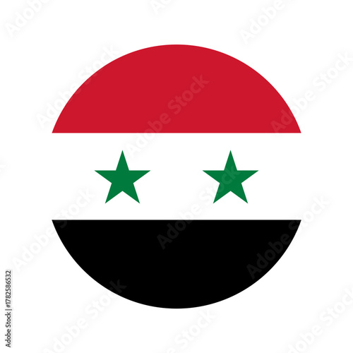 Round national flag of Syria. Syrian flag. Vector Illustration.	