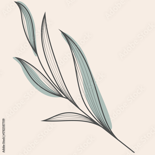 Elegant vector Line Art Botanical Branch