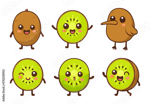 Kiwi Crew  Cute Fruit & Bird Characters in Cartoon Style