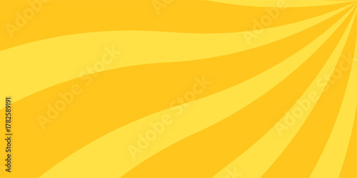 Yellow banner with Sun rays, lines background, light. modern creative trendy design
