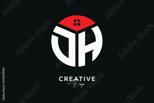 Creative DH Real Estate Monogram Logo Concept Design in Circle Shape	