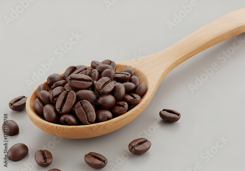 Roasted Coffee Beans on Wooden Spoon
