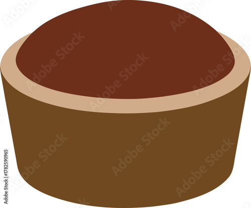 Flat Chocolate Souffle Dessert Icon with Brown Wrapper