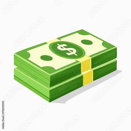 Plusieurs liasses de dollars américain en billets, empilées, isolé sur un fond blanc 