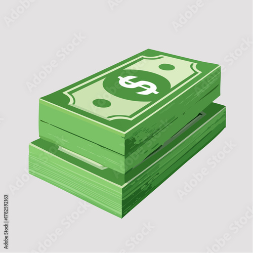 Plusieurs liasses de dollars américain en billets, empilées, isolé sur un fond blanc 