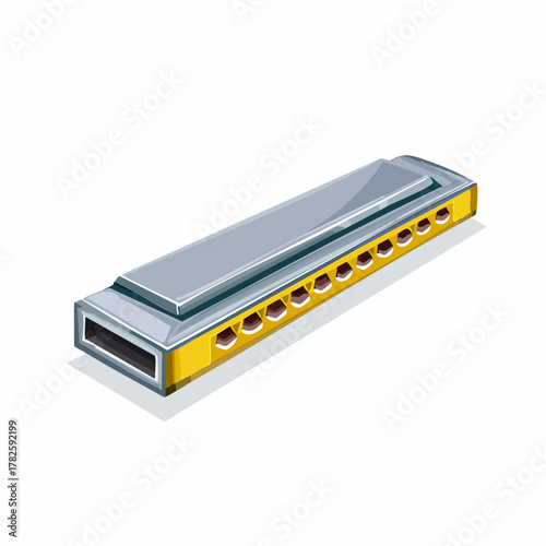 Joli harmonica isolé sur fond blanc, métal