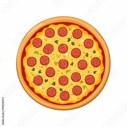 Pizza pepperoni, vue du dessus, isolé sur fond blanc