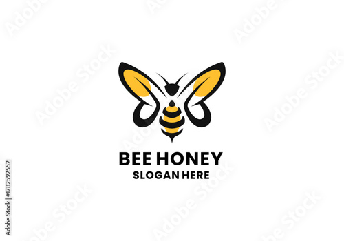Modern Honey Bee Logo Template Vector Illustration