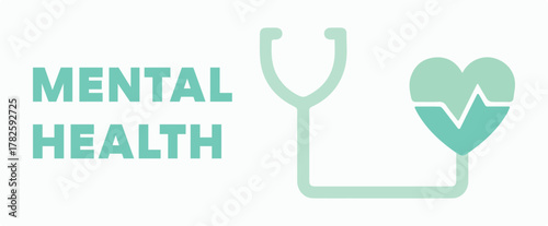 Cardiology, cardiologist, medicine, heartbeat, mental health, emotion, well-being. Heart, health, doctor, healthy, psychology, mind, therapy, treatment, World Mental Health Day. Symbol, vector, icon, 