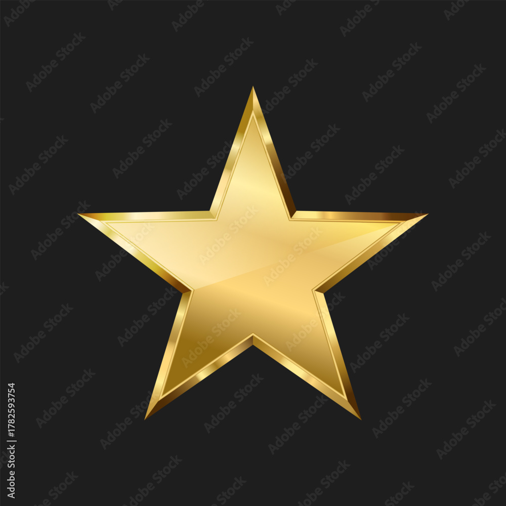 Obraz premium Gold star on dark background, Rating golden star icon, Top quality concept, Vector illustration.