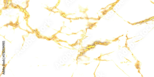 Abstract golden veins on white marble texture isolated on white background