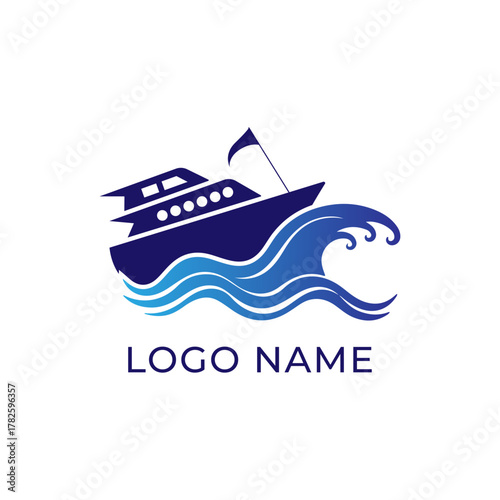 ship logo design for logistic import export trade docking company. Concept icon for trip travel agency in holiday.