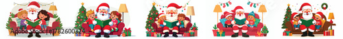 vector santa claus telling stories to little children