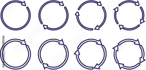 bule circle line arrows icon set vector design illustration art image