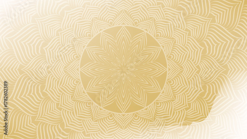 Round mandala on colorfull gradient background. Translucent mesh pattern in the form of a mandala. Mandala with floral patterns. Pastel Yoga template. Gradient background with round mandala