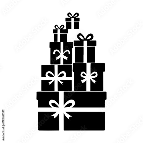 Holiday gifts stacked high awaiting eager recipients during the joyous Christmas season celebration